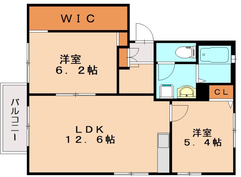 エポックサンハイム D棟(2LDK/2階)の間取り写真