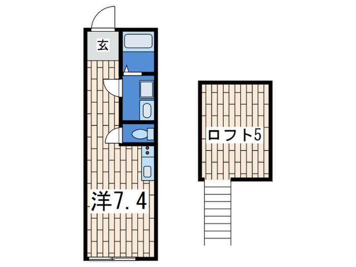 GOLD LAGOON I(ワンルーム/2階)の間取り写真
