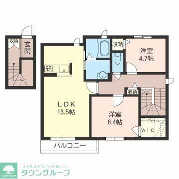 オキザリス B棟(2LDK/2階)の間取り写真