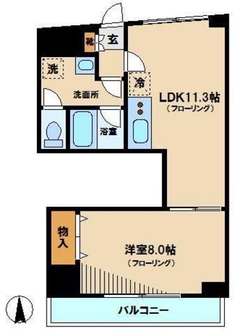 ローズガーデン(1LDK/6階)の間取り写真