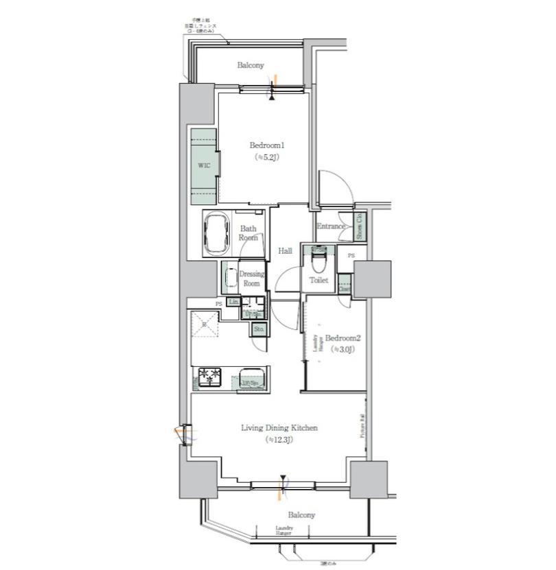 ONE ROOF RESIDENCE NISHI NIPPORI(2LDK/7階)の間取り写真