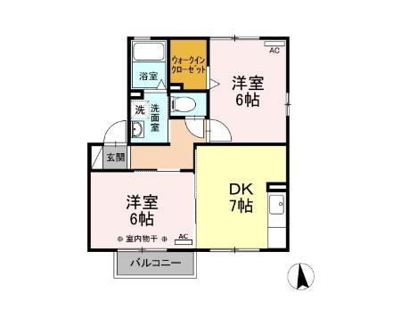 アゼリアコート友(2DK/2階)の間取り写真