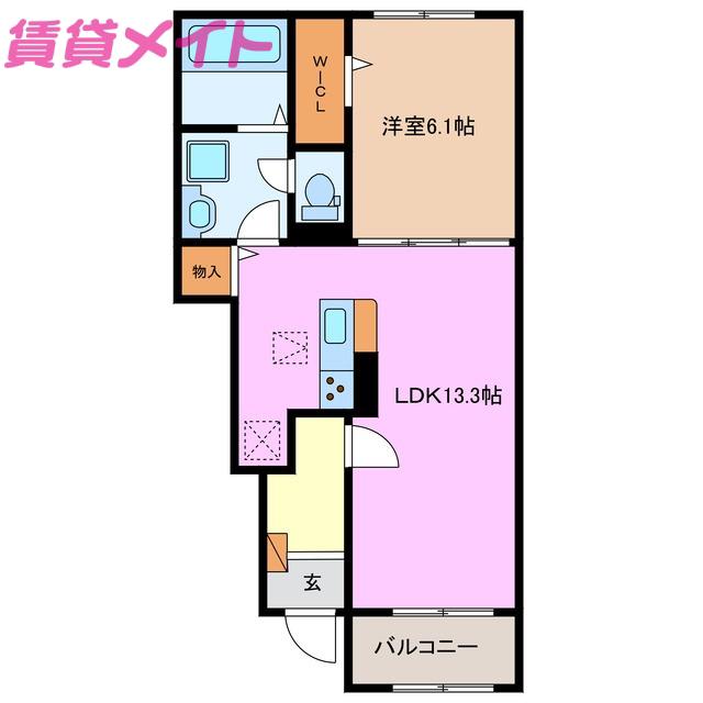 ひよこのいえ2 B(1LDK/1階)の間取り写真