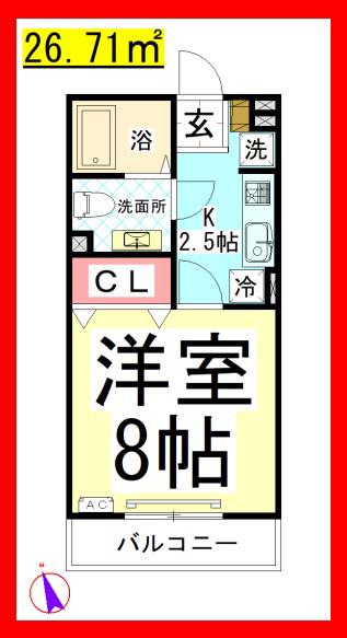 DL プランドールA(1K/1階)の間取り写真