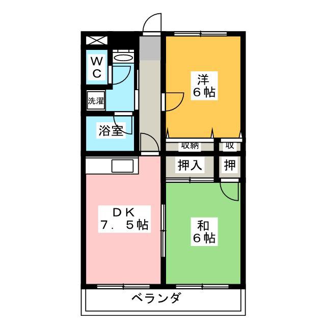ラコルト(2DK/1階)の間取り写真