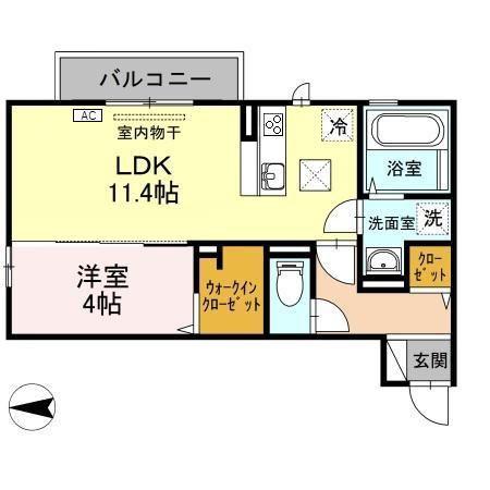 新潟県上越市 3階建 築10年(1LDK/1階)の間取り写真