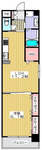 サクシード南森町(1LDK/6階)の間取り写真