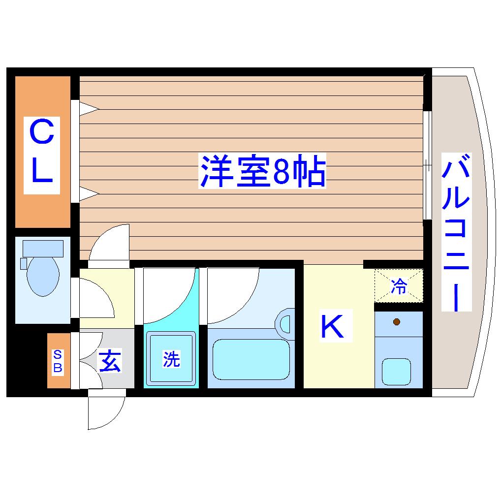 マイルストン石名坂(1K/2階)の間取り写真