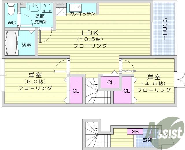 ハイツカトレアⅢ(2LDK/2階)の間取り写真