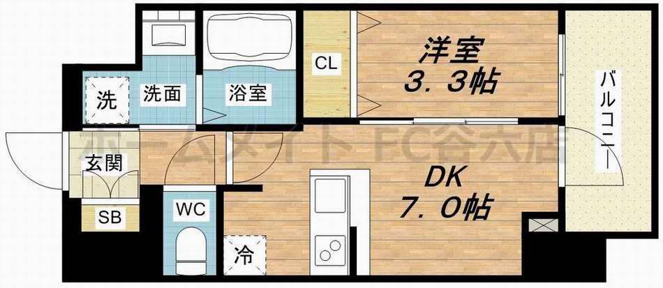 LUMINOUS天王寺舟橋(1DK/2階)の間取り写真