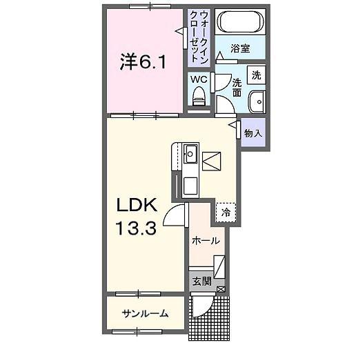 HOKULEA(1LDK/1階)の間取り写真