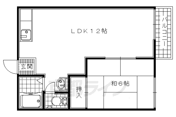 コーポラス木幡A・B(1LDK/1階)の間取り写真