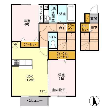 GRANDCHARIOT・駒ヶ根(2LDK/2階)の間取り写真