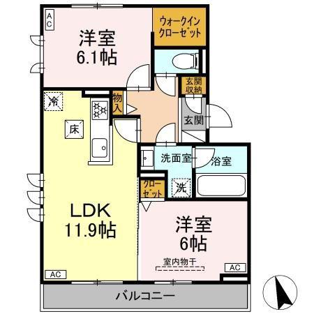 SHYMPATHIQUE(2LDK/1階)の間取り写真