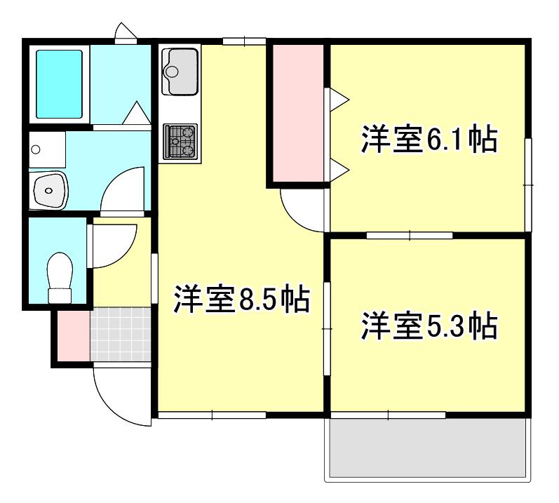 堀越マノワール(2LDK/1階)の間取り写真