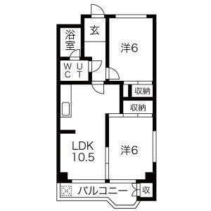 マンション中村(2LDK/3階)の間取り写真