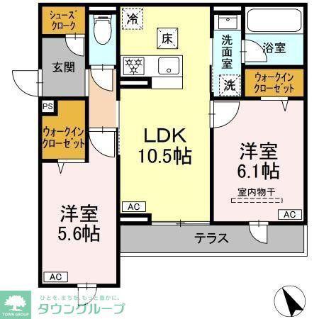 D PAINA 市場下町(2LDK/3階)の間取り写真