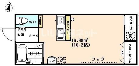 NSコーポ新片町(ワンルーム/1階)の間取り写真