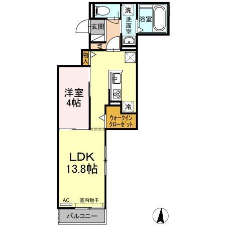 D-ROOM SASHI(1LDK/1階)の間取り写真
