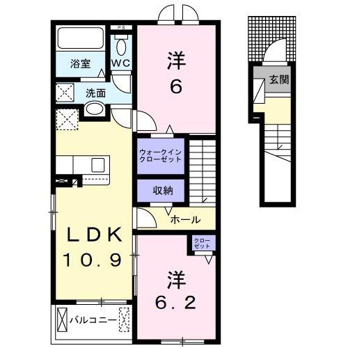 シュドゥ リヴィエール III(2LDK/2階)の間取り写真
