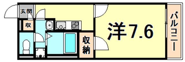 クレイノ初島(1K/2階)の間取り写真