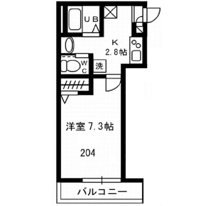 ヴィラアイビー(1K/2階)の間取り写真