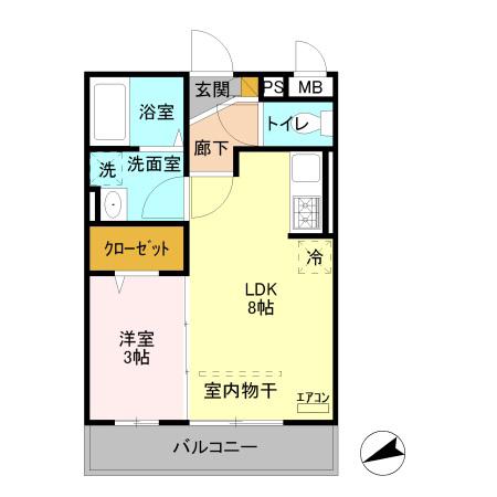 オーパス(1LDK/1階)の間取り写真