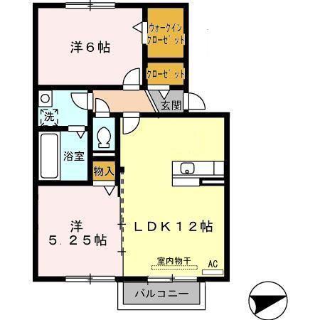 さくらHILL A棟(2LDK/2階)の間取り写真