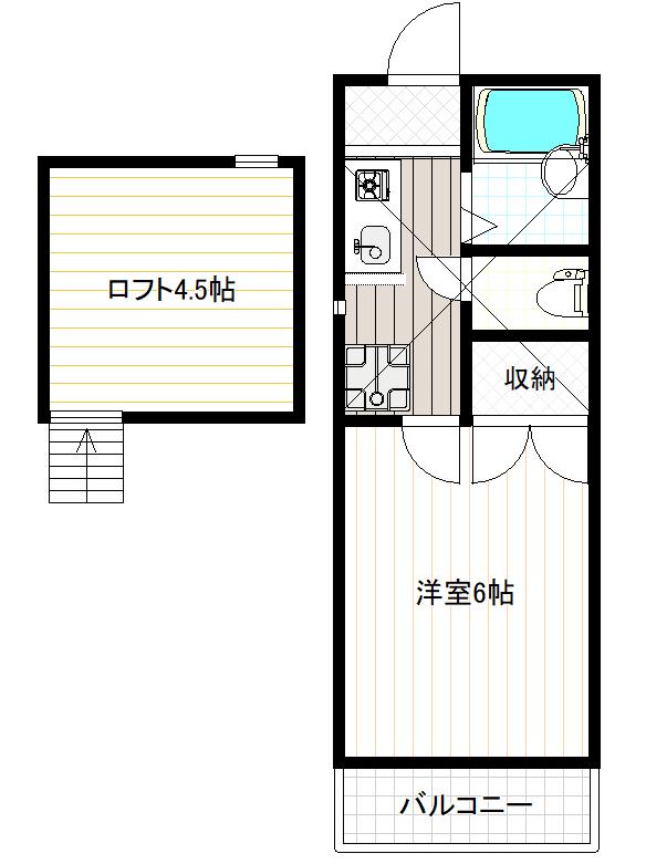 第二サンセール平山(1K/2階)の間取り写真