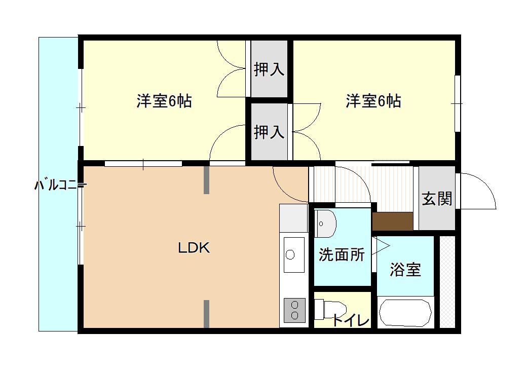 イーストハイツ栄林(2LDK/2階)の間取り写真