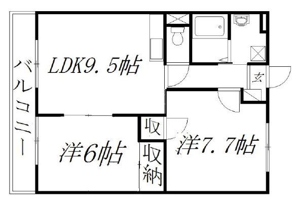 オールウェイズ(2LDK/3階)の間取り写真