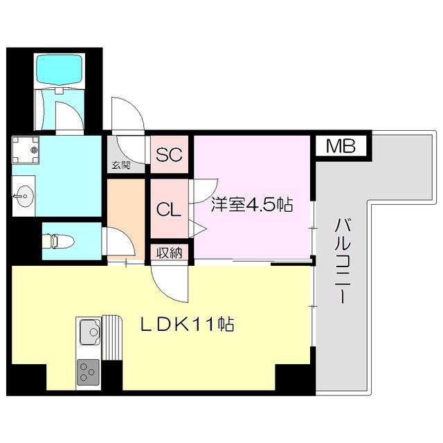 テラスレジデンス新大阪(1LDK/7階)の間取り写真