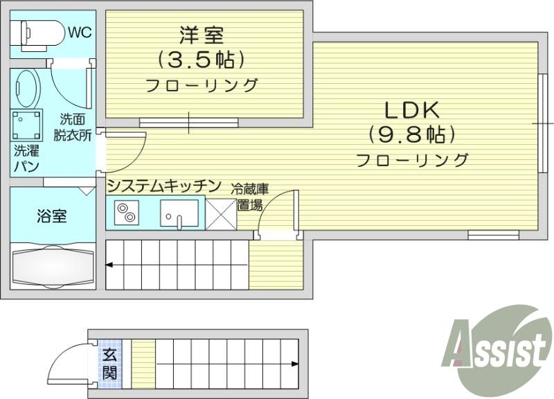 メゾン・ド・ノーブル(1LDK/2階)の間取り写真