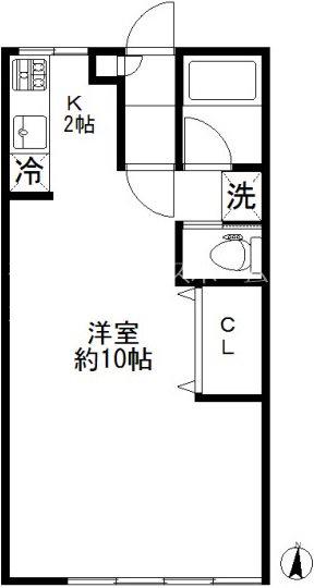 栗山マンション(ワンルーム/2階)の間取り写真