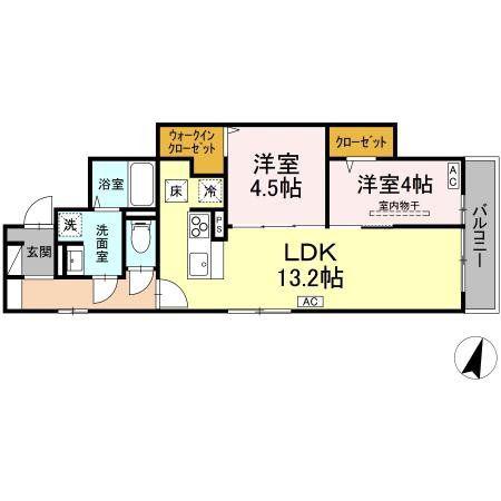 D-ROOM八本松1丁目(2LDK/3階)の間取り写真