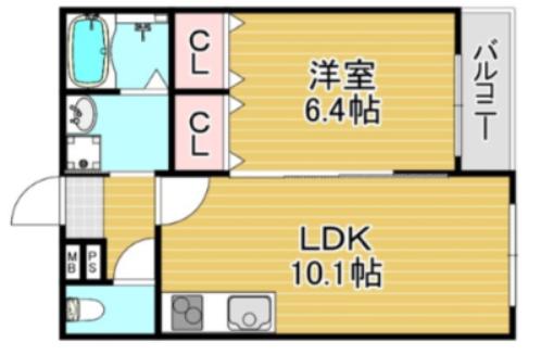 フジパレス西加賀屋(1LDK/3階)の間取り写真
