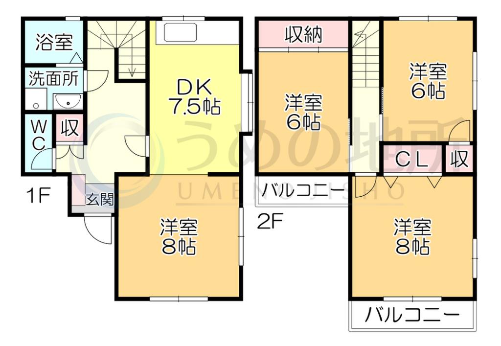 第1シャフトレジデンスD(4DK/1階)の間取り写真