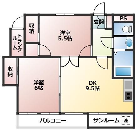 メゾンド―ル杉浦(2DK/4階)の間取り写真
