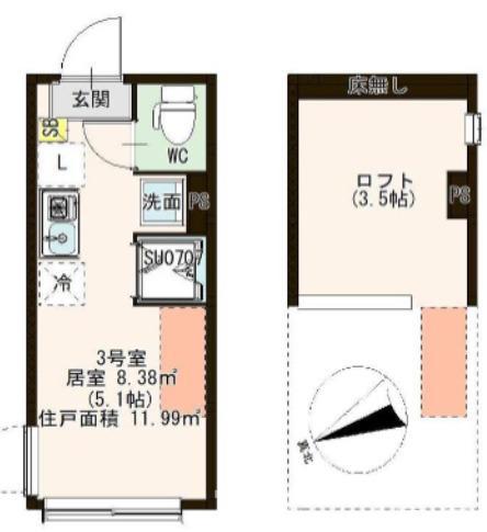 LIFESTAGE HIRAI(ワンルーム/1階)の間取り写真