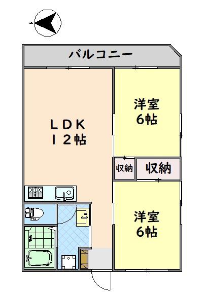 船田マンション(2LDK/7階)の間取り写真