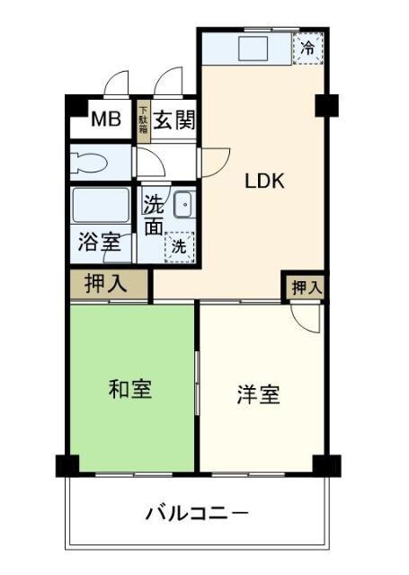 名瀬ハイツ(2LDK/2階)の間取り写真