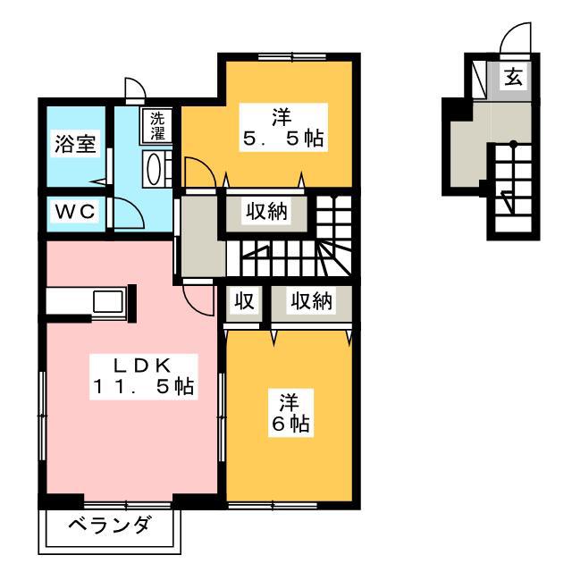 チャオ新井(2LDK/2階)の間取り写真