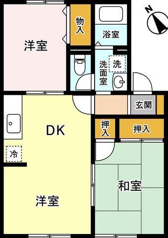 アムール米原 B(2LDK/1階)の間取り写真