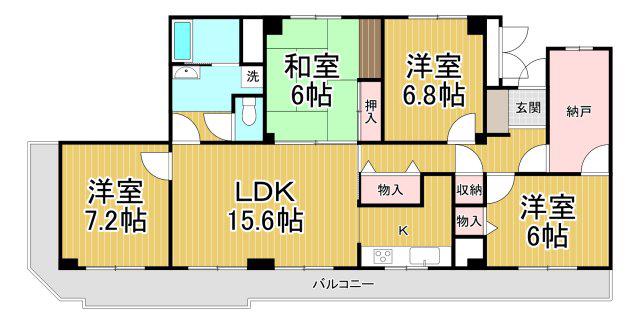 売布コーポラス(4SLDK/7階)の間取り写真