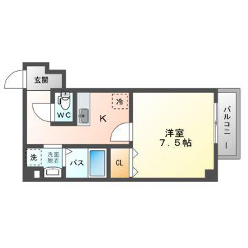 アヴェーレ早苗朝(1K/7階)の間取り写真