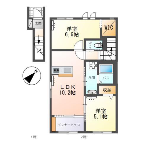 ハリー・ソルテ(2LDK/2階)の間取り写真