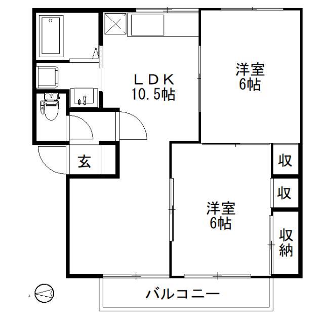 セルカ・デル・リオD(2LDK/1階)の間取り写真