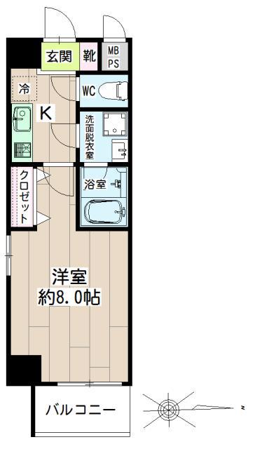 ますもとビル(1K/4階)の間取り写真