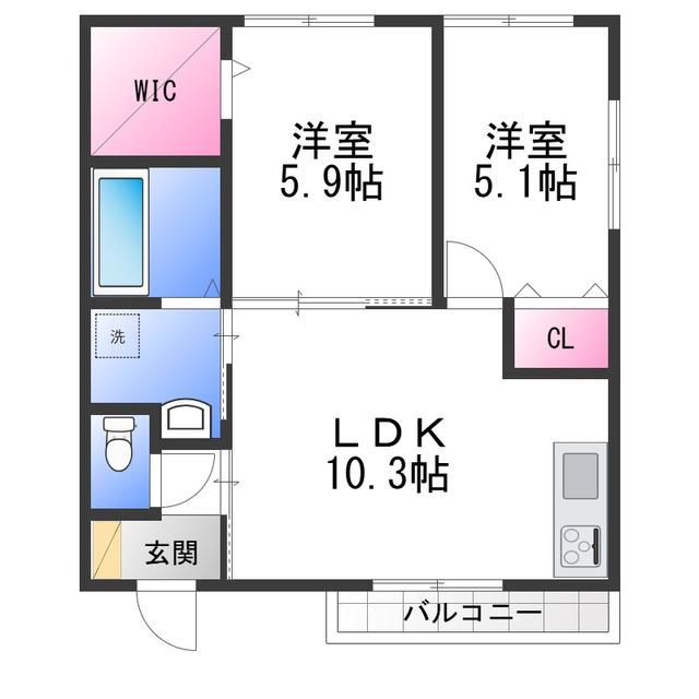 岸和田市土生町平屋(2LDK/1階)の間取り写真