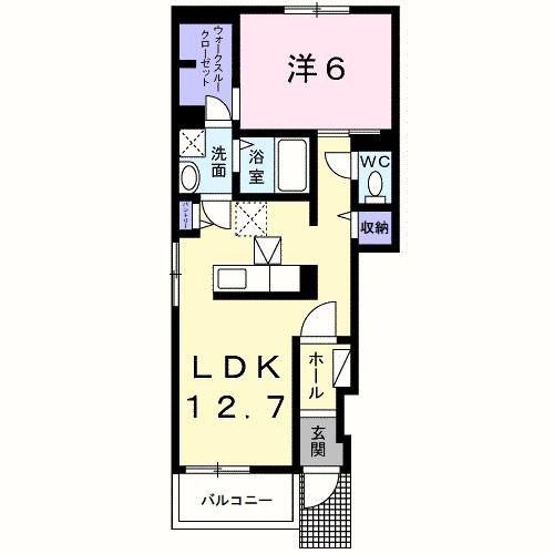 ハウオリ パーク(1LDK/1階)の間取り写真